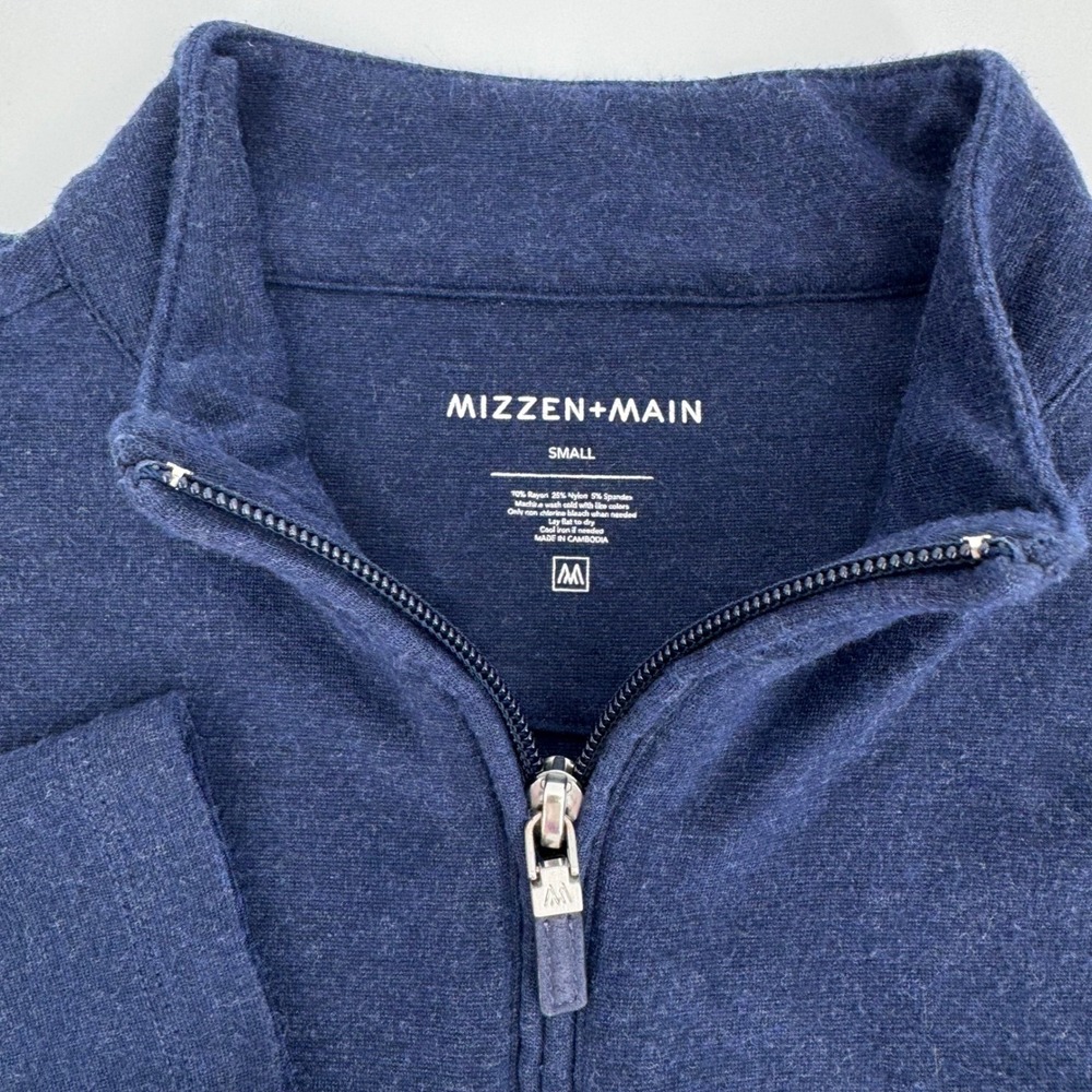 Mizzen+Main Men's Quarter Zip‎ Pullover Navy Blue Small Long Sleeve Performance